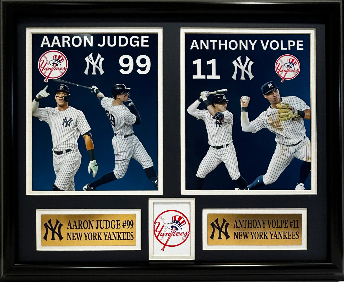 NEW YORK YANKEES AARON JUDGE/ANTHONY VOLPE 16X20 DOUBLE MATTED PHOTOS FRAMED