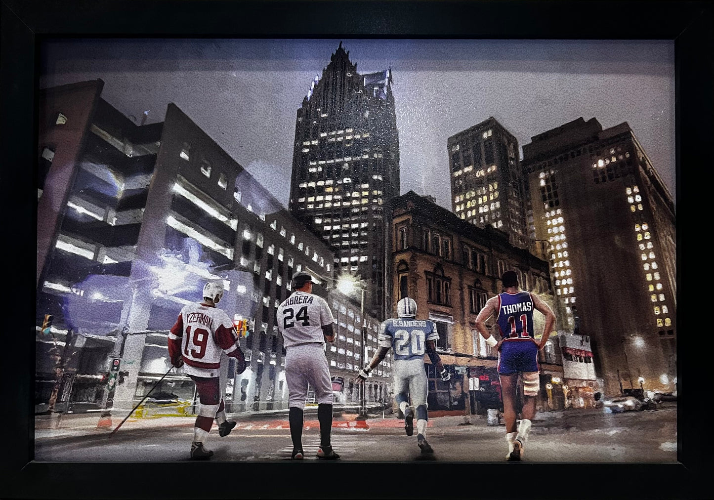 City of Detroit Yzerman,Sanders,Thomas,Cabrera 12x18 framed artwork print