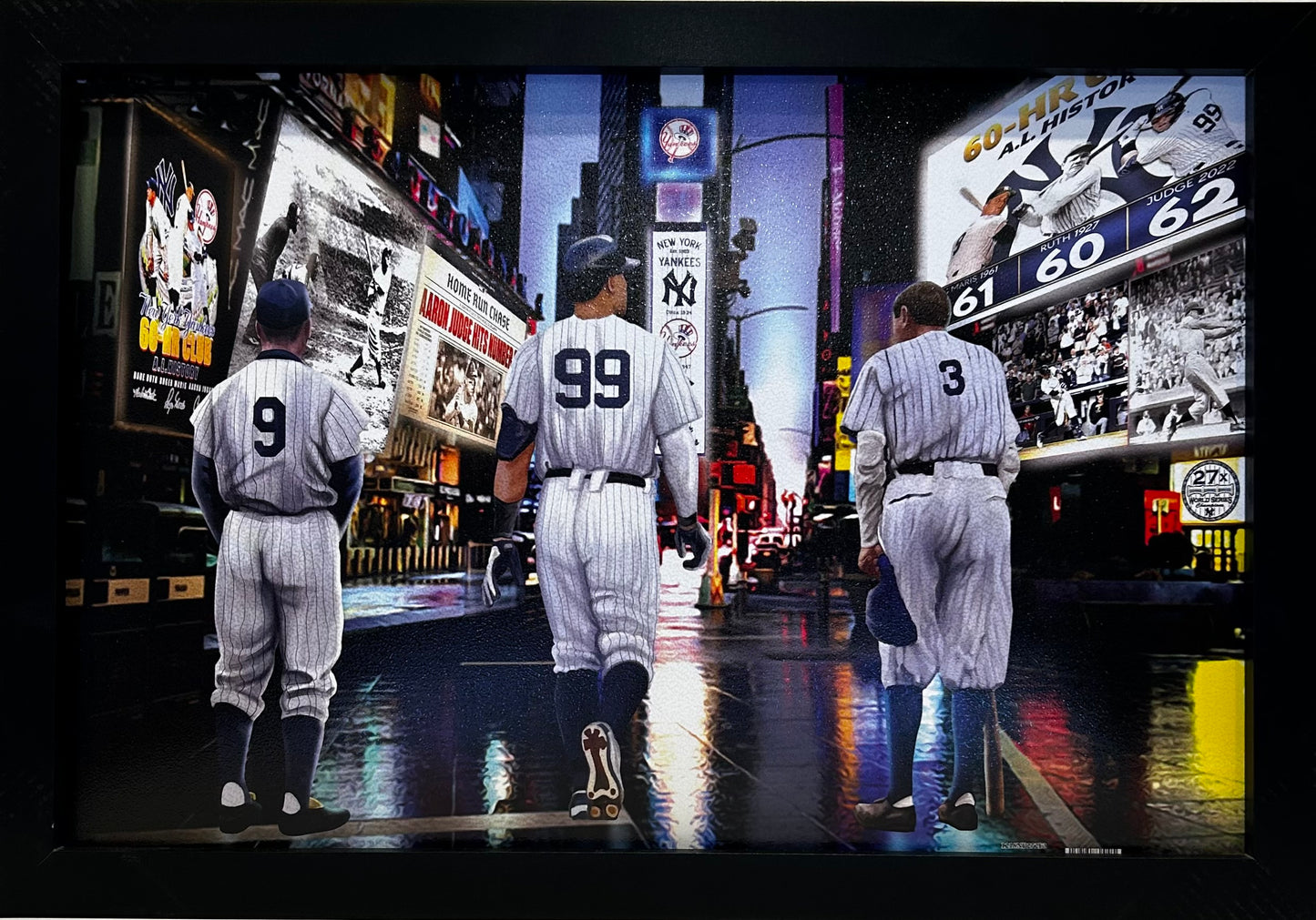 NEW YORK YANKEES 60 CLUB MARIS,RUTH,JUDGE 12X18 FRAMED ARTWORK PRINT