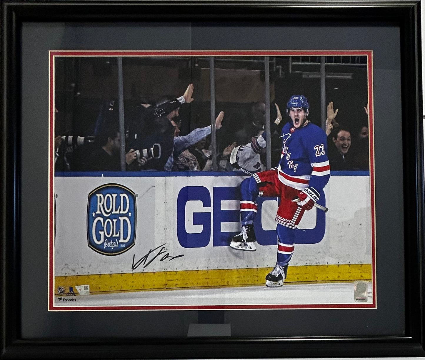 NEW YORK RANGERS ADAM FOX SIGNED 16X20 DOUBLE MATTED AND FRAMED 20X24 CERTIFIED FANATICS