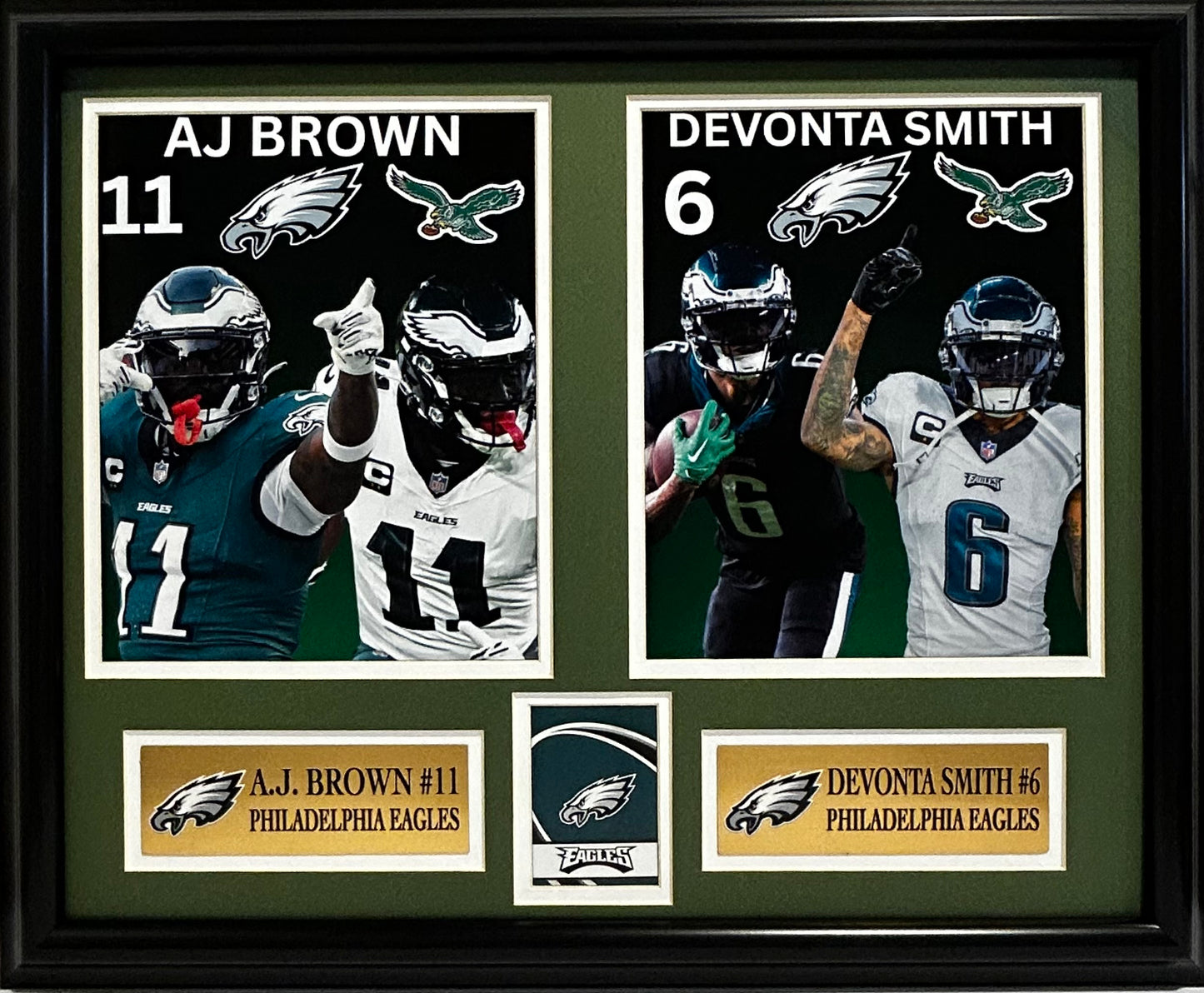 PHILADELPHIA EAGLES AJ BROWN/DEVONTA SMITH 16X20 DOUBLE MATTED AND FRAMED