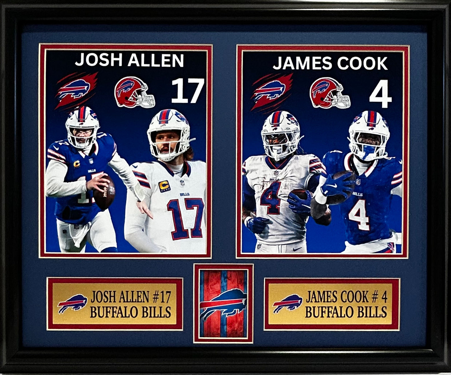 BUFFALO BILLS JOSH ALLEN/JAMES COOK 16X20 DOUBLE MATTED PHOTOS AND FRAMED