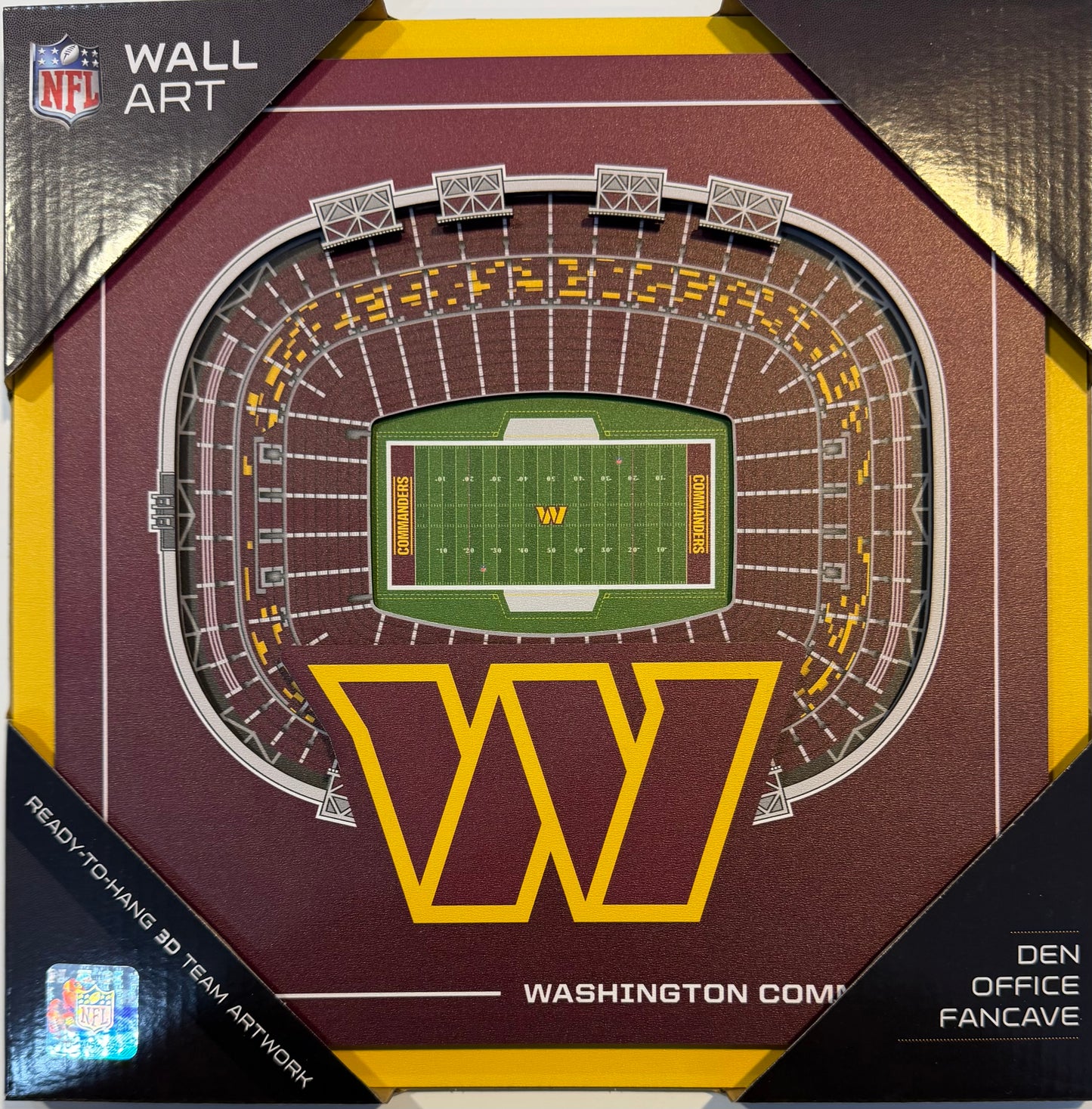 WASHINGTON COMMANDERS 12X12 LASER CUT STADIUM WOOD SIGN