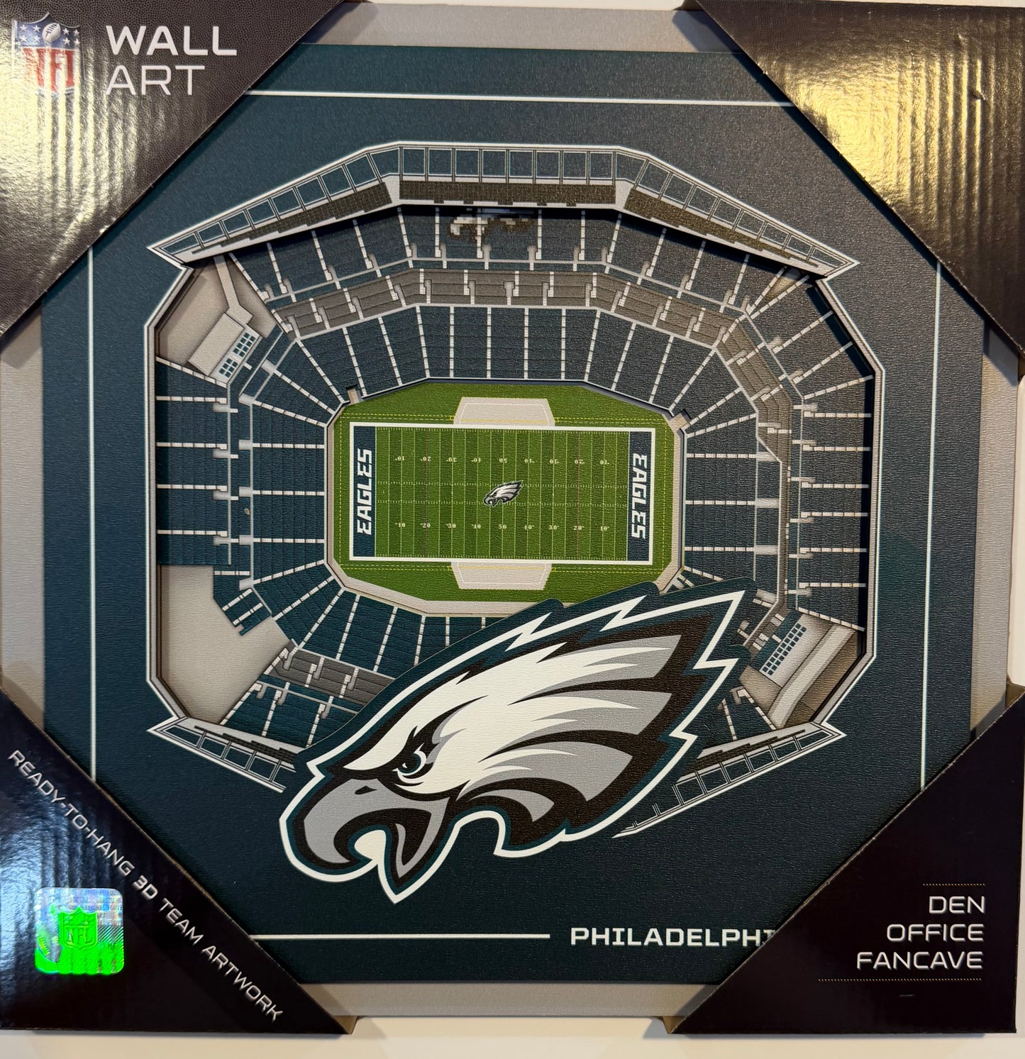 PHILADELPHIA EAGLES 12X12 LASER CUT STADIUM WOOD SIGN