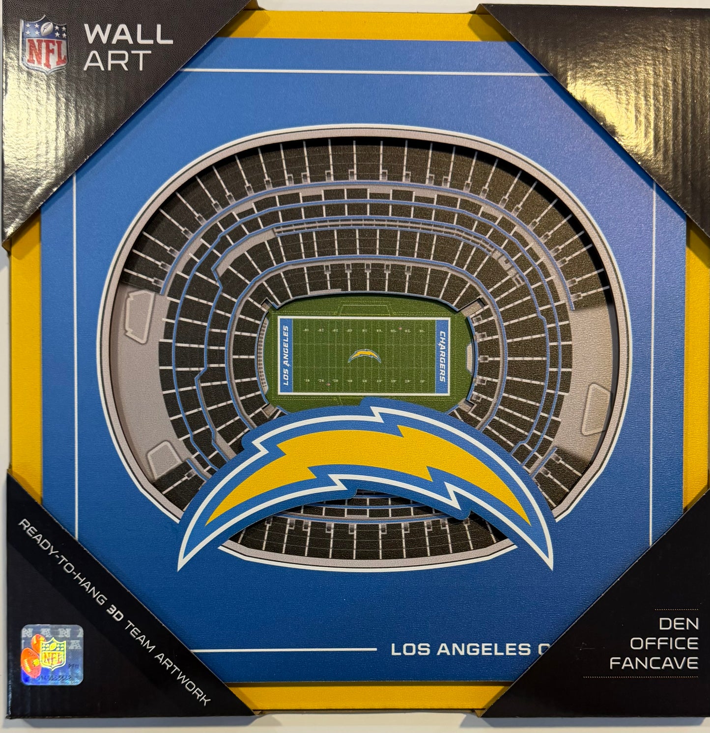 LOS ANGELES CHARGERS 12X12 LASER CUT STADIUM WOOD SIGN