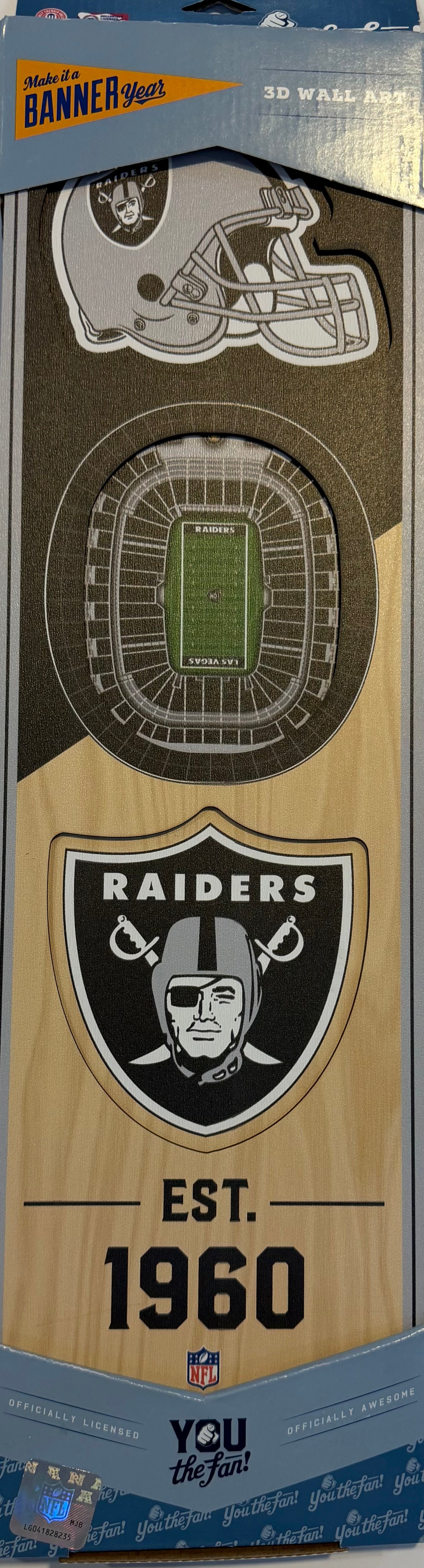 LAS VEGAS RAIDERS 12X24 LASER CUT HELMET LOGO STADIUM WOOD SIGN