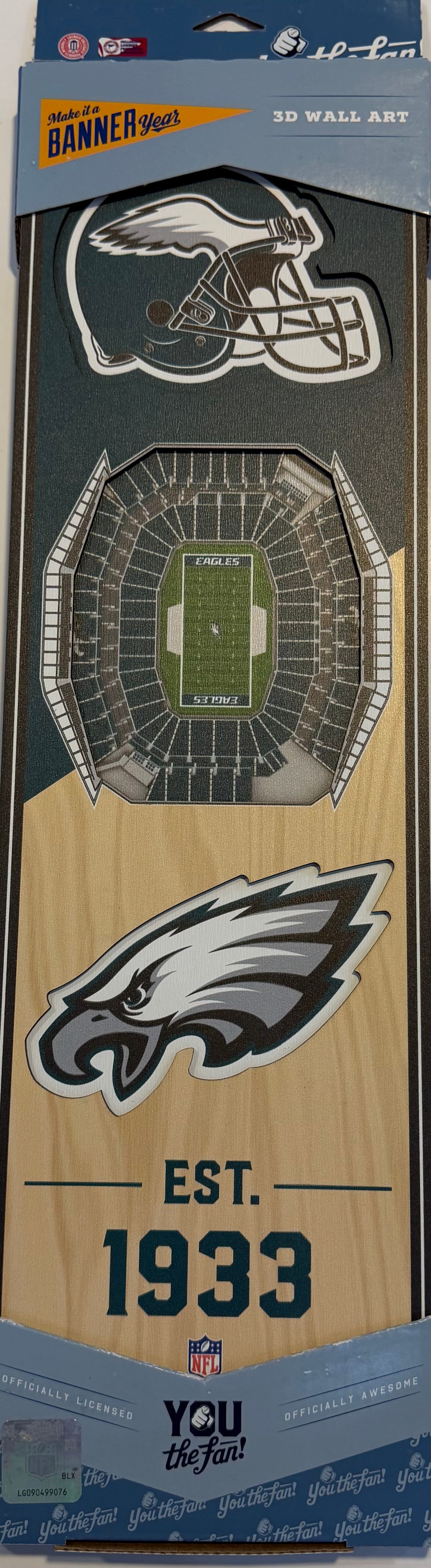 PHILADELPHIA EAGLES 12X24 LASER CUT HELMET LOGO STADIUM WOOD SIGN