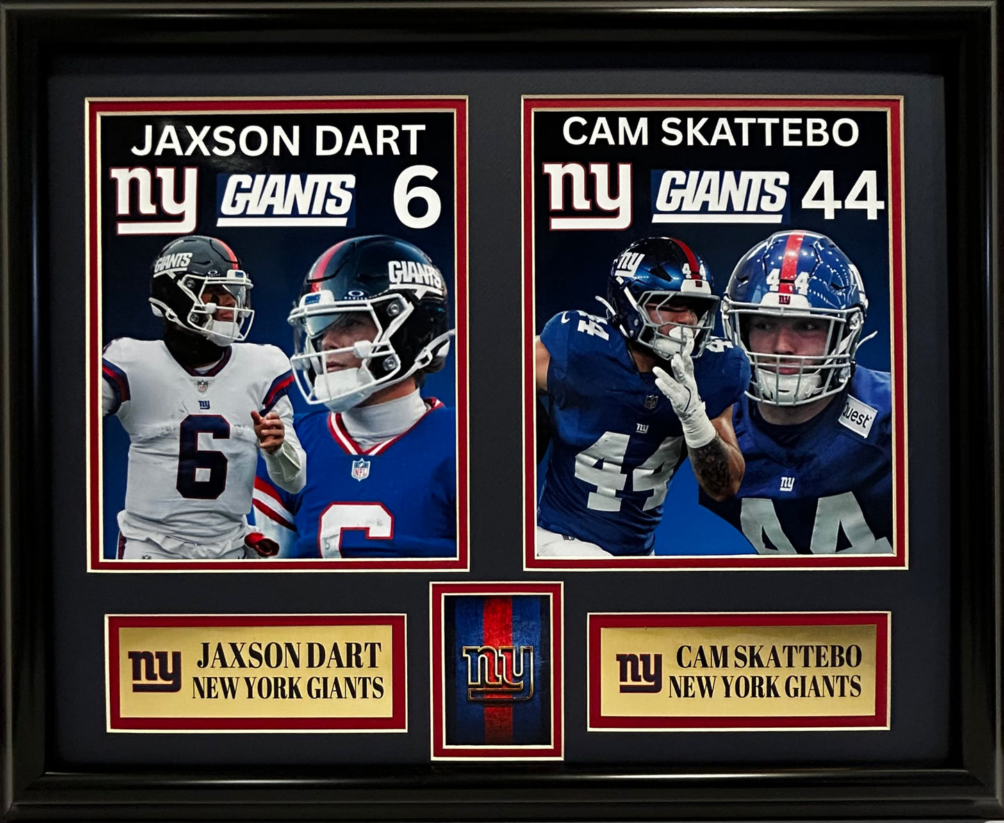 NEW YORK GIANTS JAXSON DART/CAM SKATTEBO 16X20 DOUBLE MATTED PHOTOS FRAMED