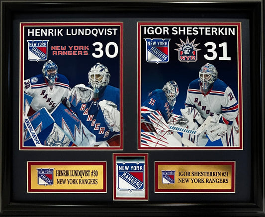 NEW YORK RANGERS HENRIK LUNDQVIST/IGOR SHESTERKIN 16X20 DOUBLE MATTED PHOTOS FRAMED