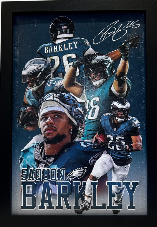 Saquon Barkley 12x18 framed artwork print