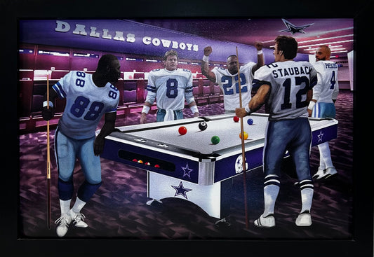 Dallas Cowboys lockeroom Irvin,Smith,Prescott,Aikman,Staubach 12x18 framed artwork print