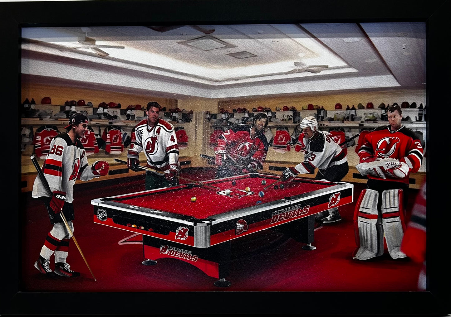New Jersey Devils Stevens,Brodeur,Daneyko,Hughes,Niedermayer 12x18 framed artwork print