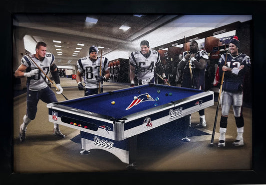 New England Patriots Legends Pool Table Framed Collage Print