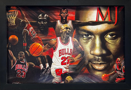 MICHAEL JORDAN COLLAGE 12X18 FRAMED ARTWORK PRINT