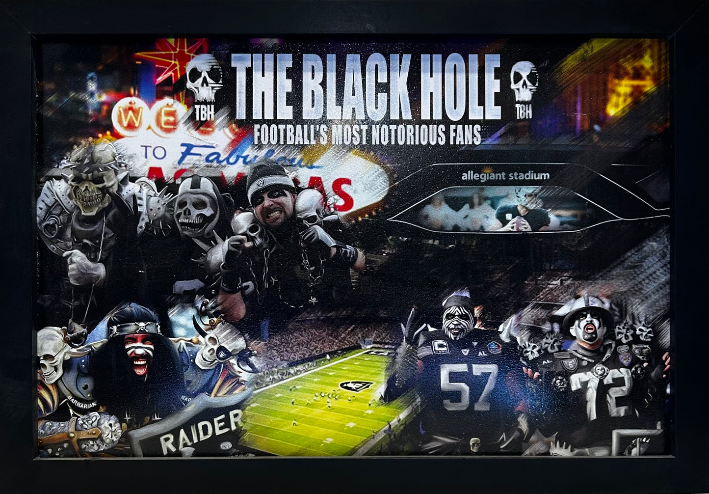 LAS VEGAS RAIDERS BLACK HOLE 12X18 FRAMED ARTWORK PRINT