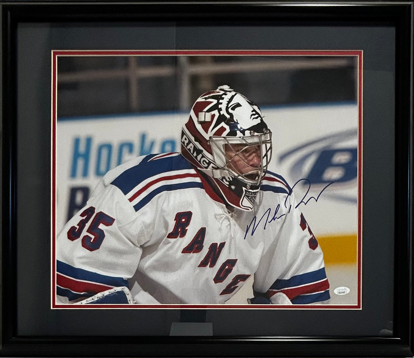 NEW YORK RANGERS MIKE RICHTER SIGNED 16X20 DOUBLE MATTED AND FRAMED 20X24 CERTIFIED JSA