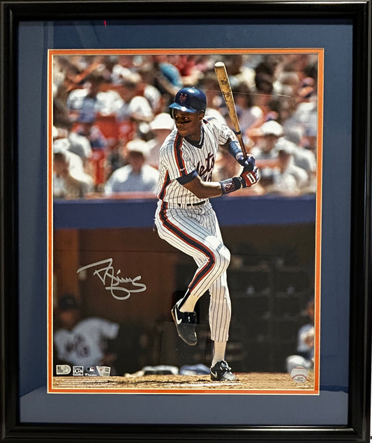 NEW YORK METS DARRYL STRAWBERRY SIGNED 16X20 PHOTO DOUBLE MATTED AND FRAMED 20X24 CERTIFIED FANATICS