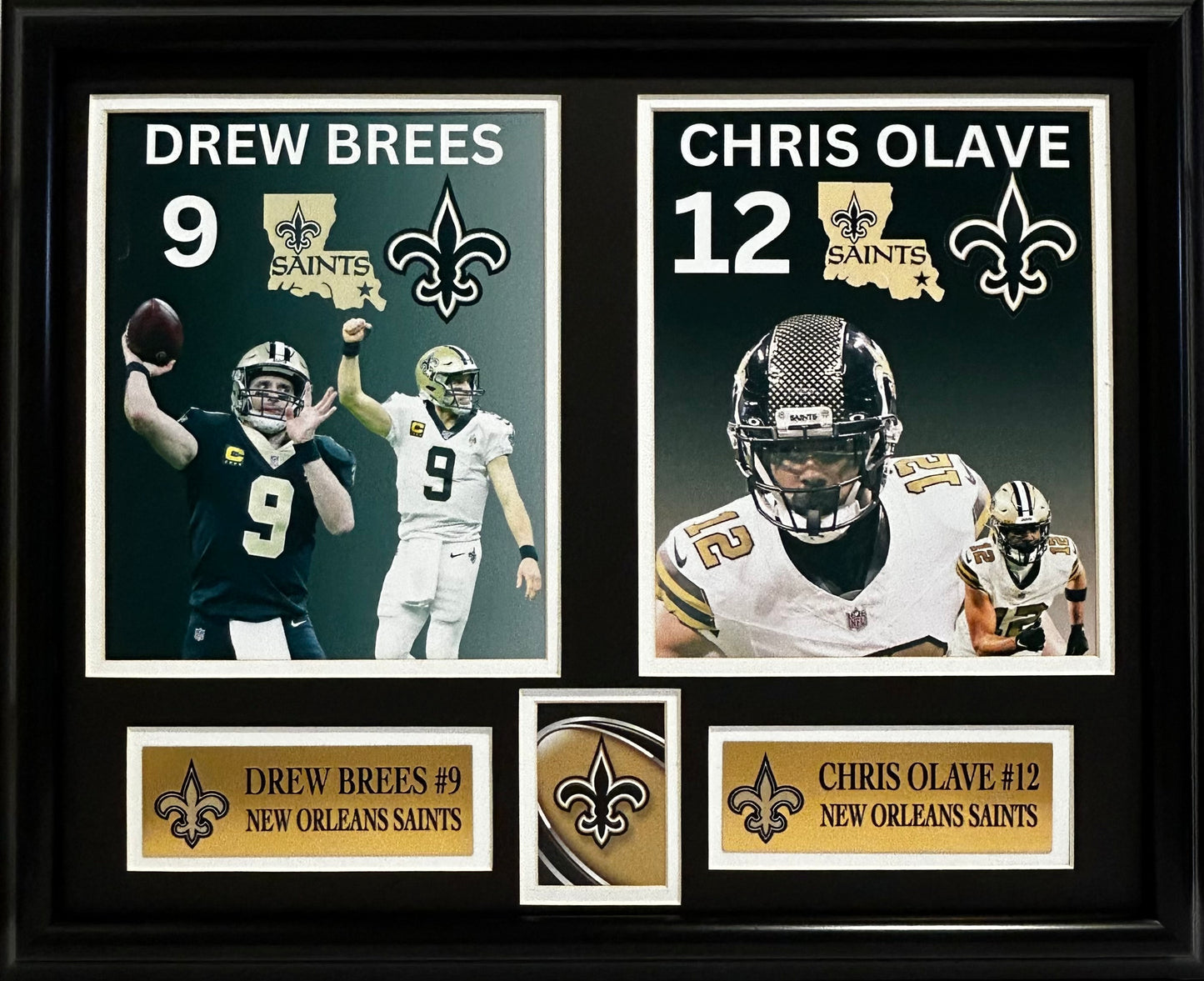 NEW ORLEANS SAINTS DREW BREES/CHRIS OLAVE 16X20 DOUBLE MATTED AND FRAMED