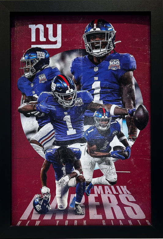 Malik Nabers 12x18 framed artwork print