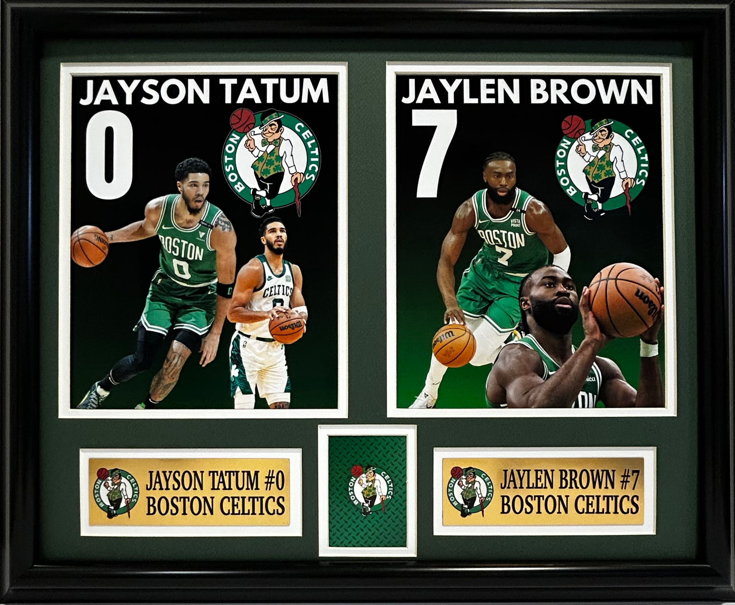 BOSTON CELTICS JAYSON TATUM/JAYLEN BROWN 16X20 DOUBLE MATTED PHOTOS AND FRAMED