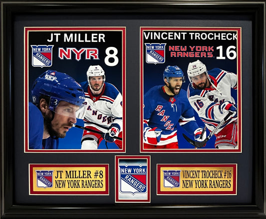NEW YORK RANGERS JT MILLER/VINCENT TROCHECK 16X20 DOUBLE MATTED PHOTOS AND FRAMED