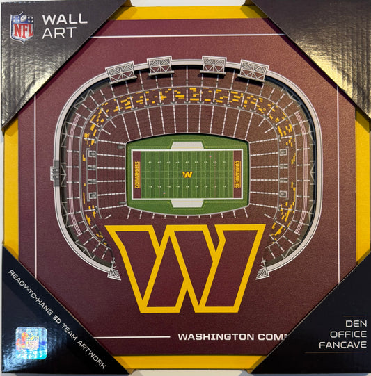 WASHINGTON COMMANDERS 12X12 LASER CUT STADIUM WOOD SIGN