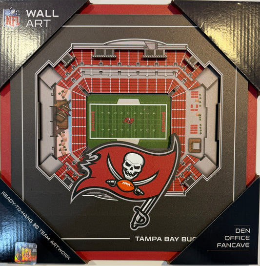 TAMPA BAY BUCCANEERS 12X12 LASER CUT STADIUM WOOD SIGN