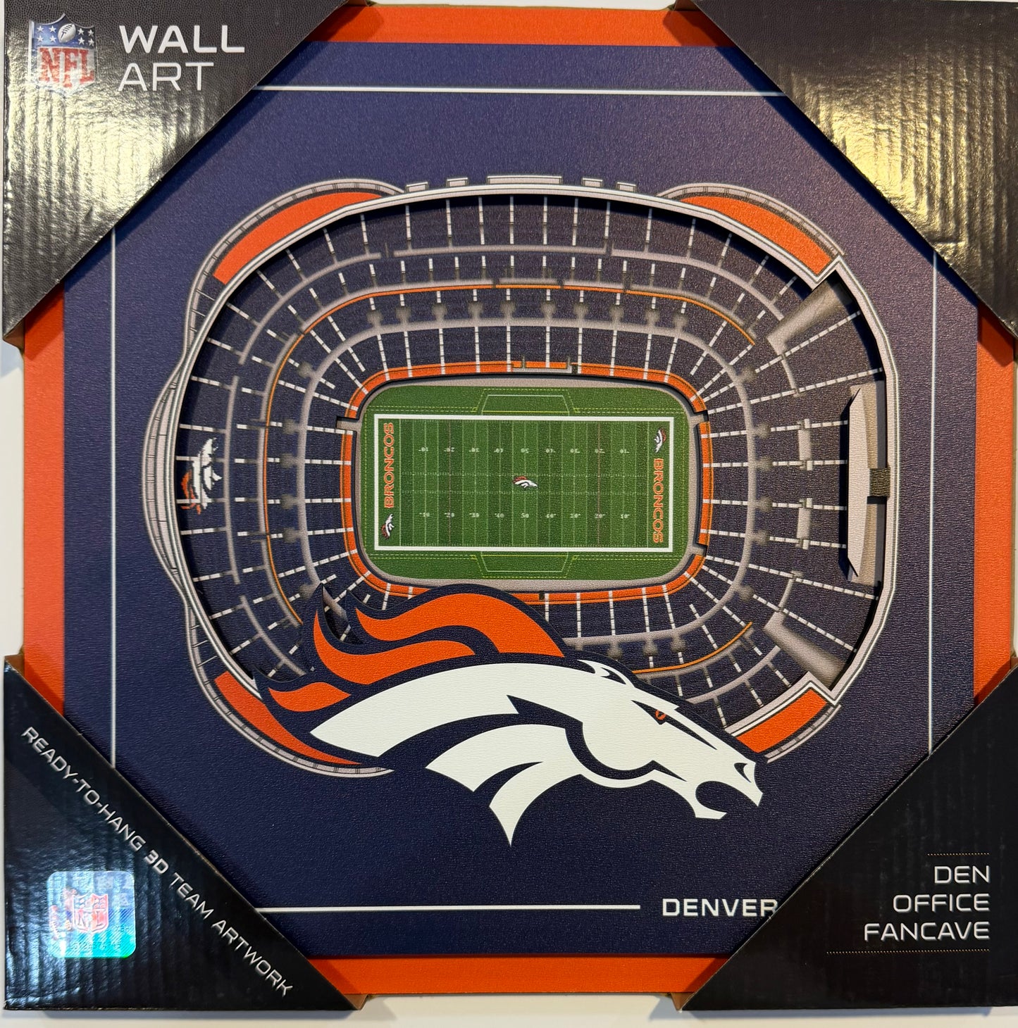 DENVER BRONCOS 12X12 LASER CUT STADIUM WOOD SIGN