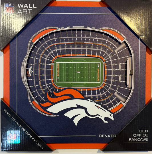 DENVER BRONCOS 12X12 LASER CUT STADIUM WOOD SIGN