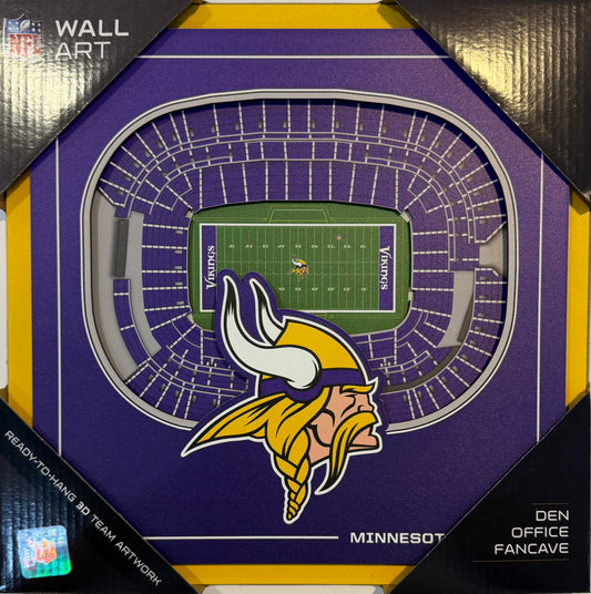 MINNESOTA VIKINGS 12X12 LASER CUT STADIUM WOOD SIGN