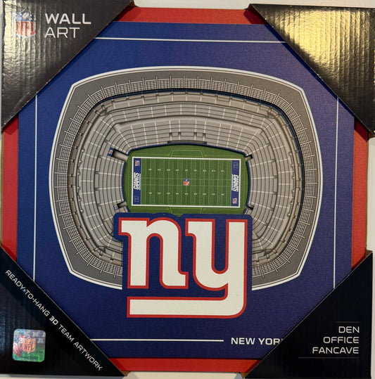 NEW YORK GIANTS 12X12 LASER CUT STADIUM WOOD SIGN