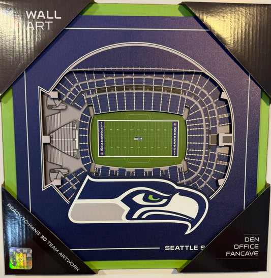 SEATTLE SEAHAWKS 12X12 LASER CUT STADIUM WOOD SIGN