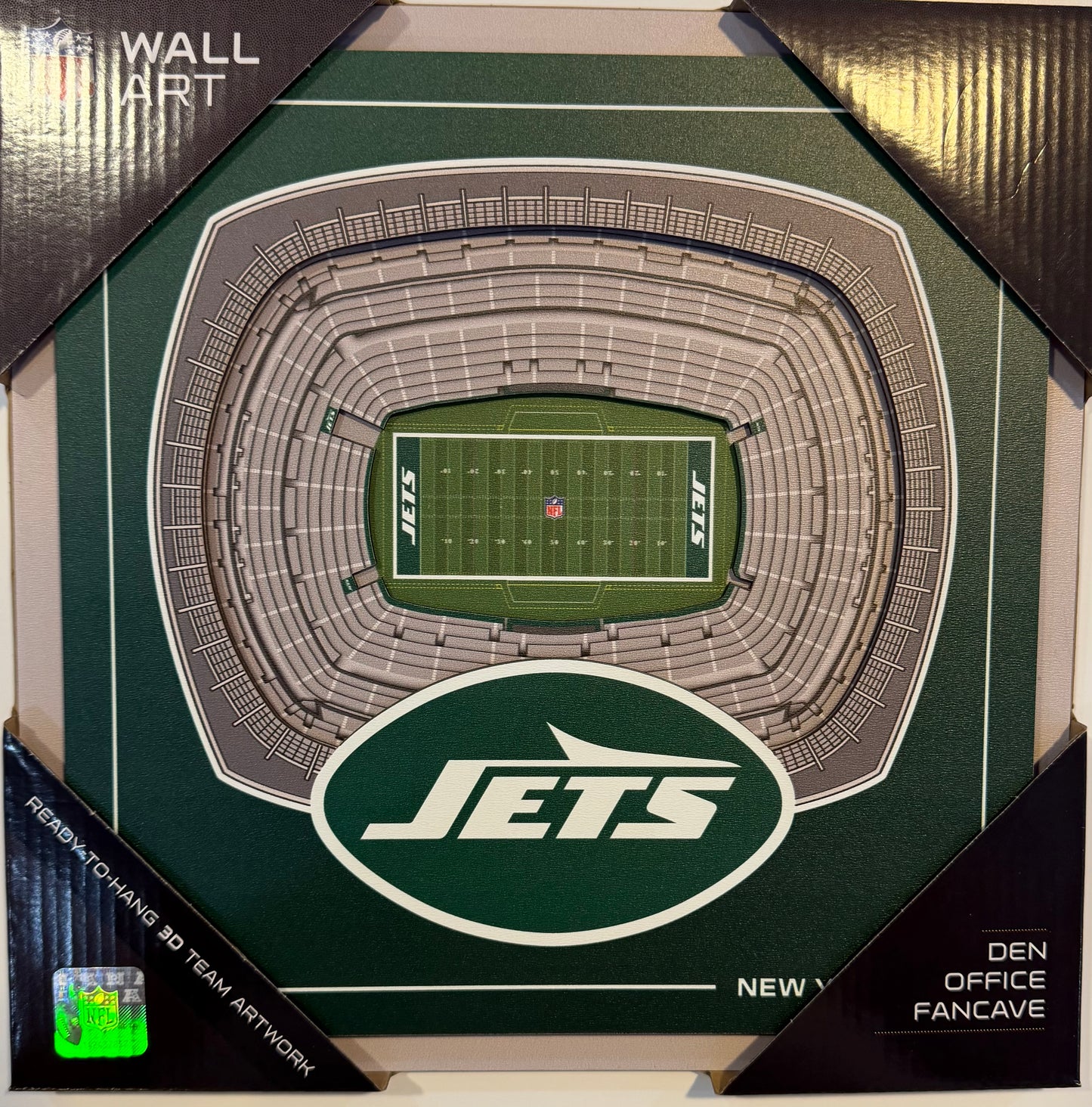 NEW YORK JETS 12X12 LASER CUT STADIUM WOOD SIGN