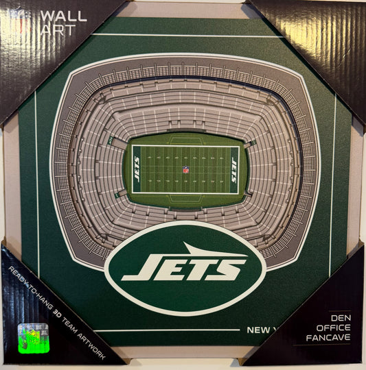 NEW YORK JETS 12X12 LASER CUT STADIUM WOOD SIGN