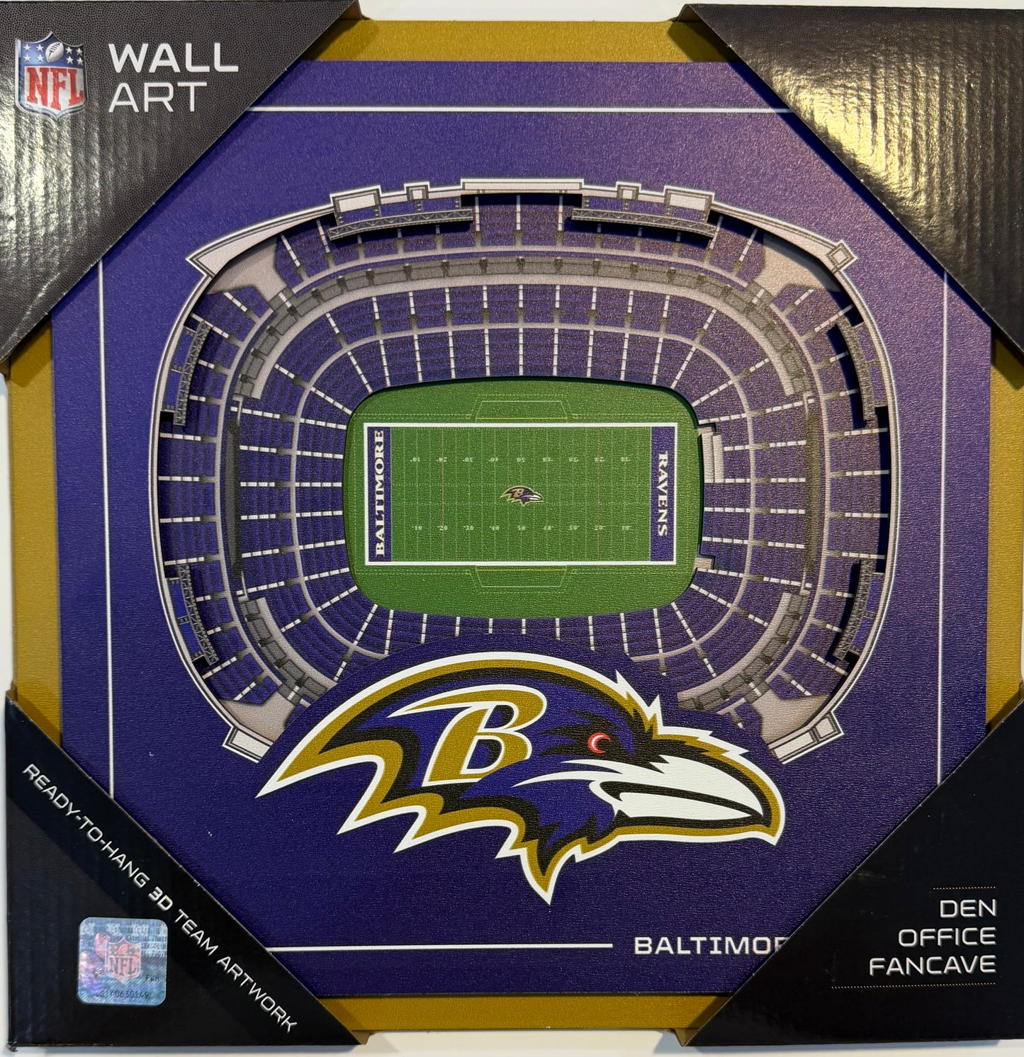 BALTIMORE RAVENS 12X12 LASER CUT STADIUM WOOD SIGN