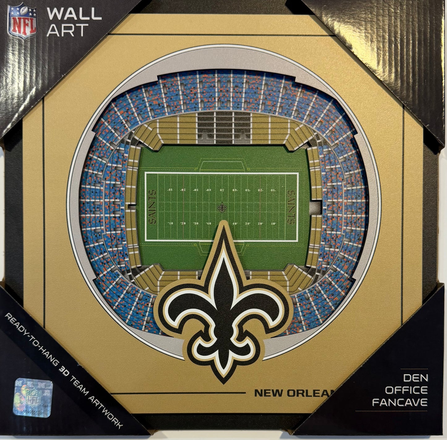 NEW ORLEANS SAINTS 12X12 LASER CUT STADIUM WOOD SIGN