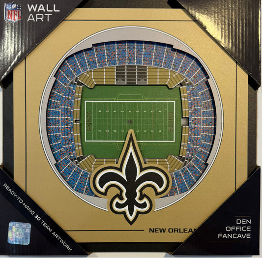 NEW ORLEANS SAINTS 12X12 LASER CUT STADIUM WOOD SIGN