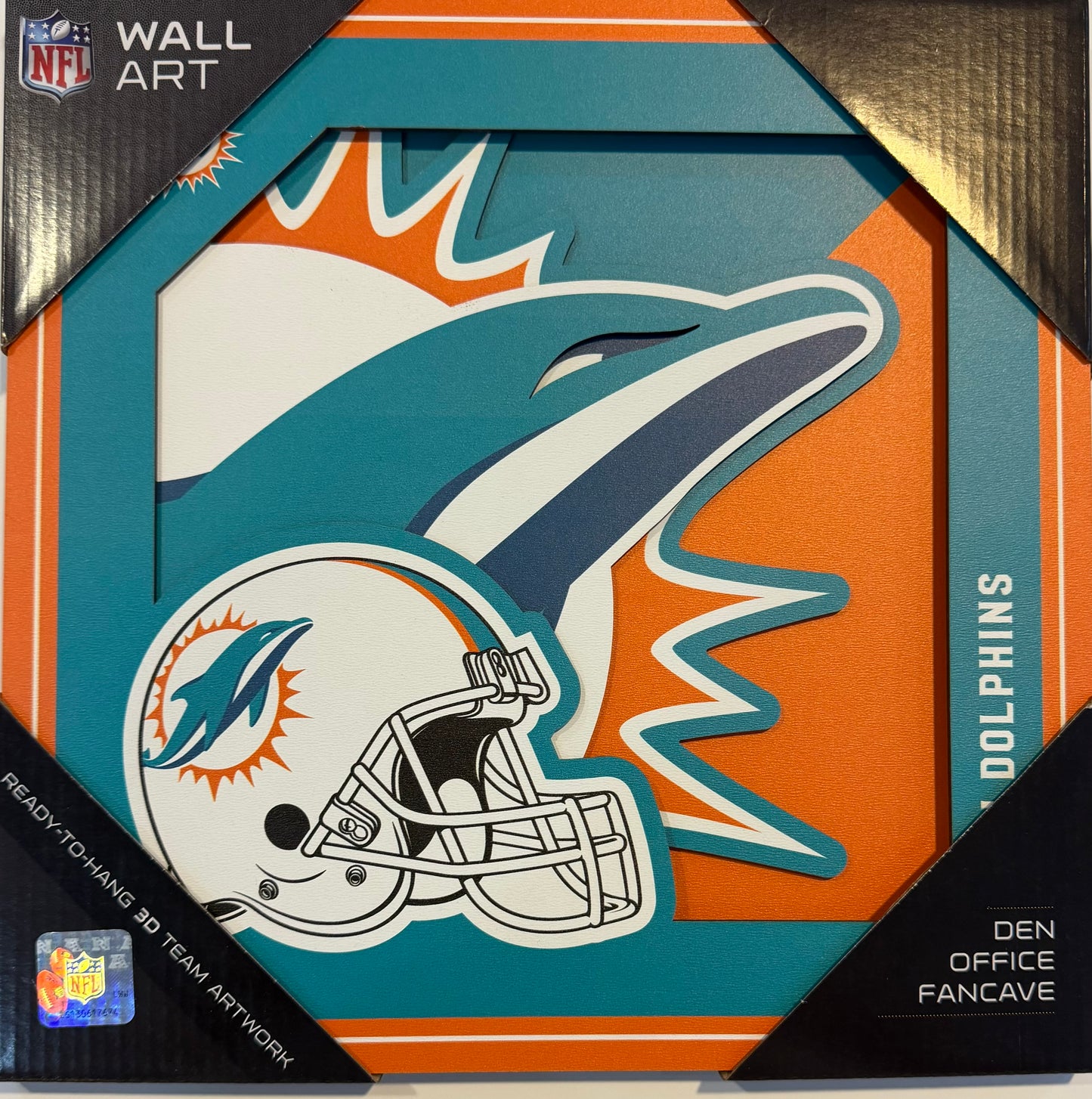 MIAMI DOLPHINS 12X12 LASER CUT LOGO WOOD SIGN