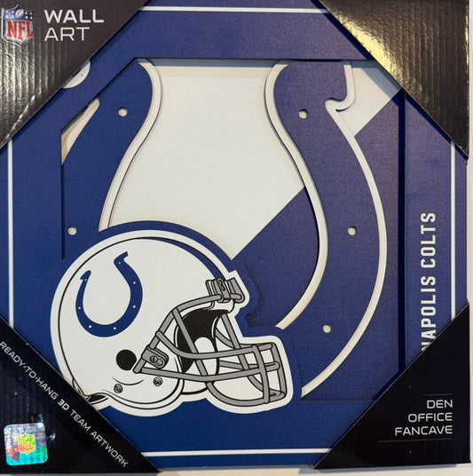 INDIANAPOLIS COLTS 12X12 LASER CUT LOGO WOOD SIGN