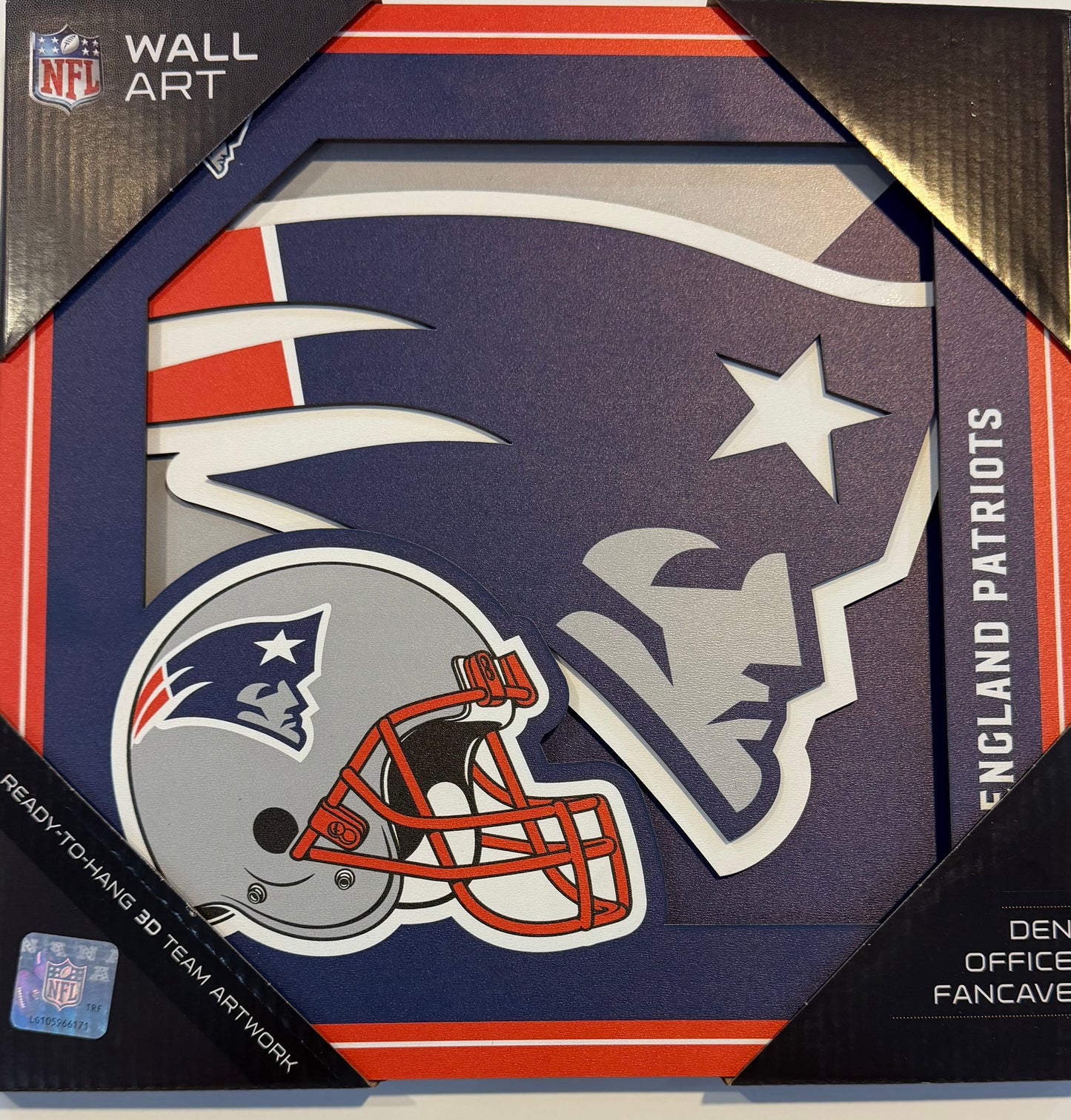 NEW ENGLAND PATRIOTS 12X12 LASER CUT LOGO WOOD SIGN