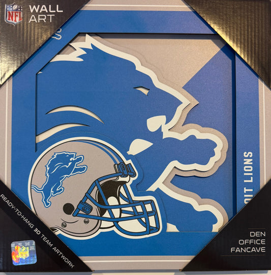 DETROIT LIONS 12X12 LASER CUT LOGO WOOD SIGN