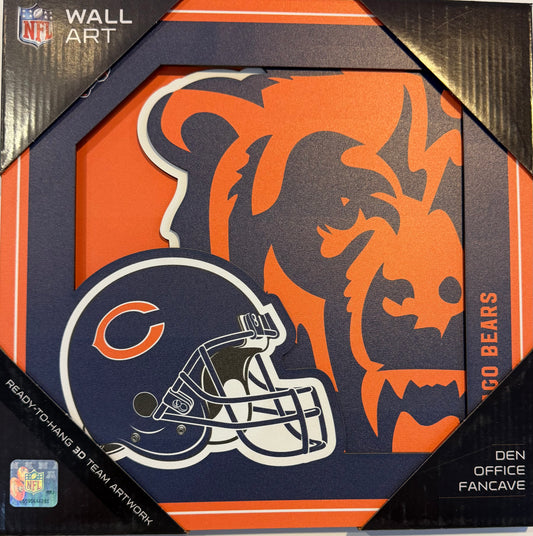 CHICAGO BEARS 12X12 LASER CUT LOGO WOOD SIGN