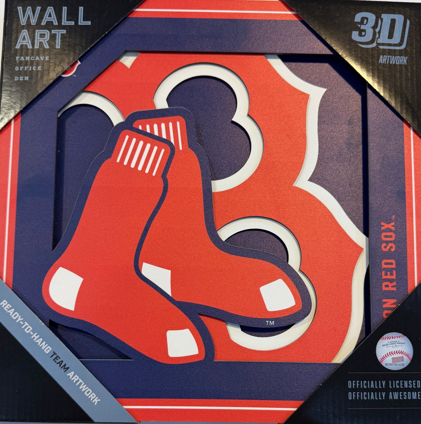 BOSTON REDSOX 12X12 LASER CUT LOGO WOOD SIGN
