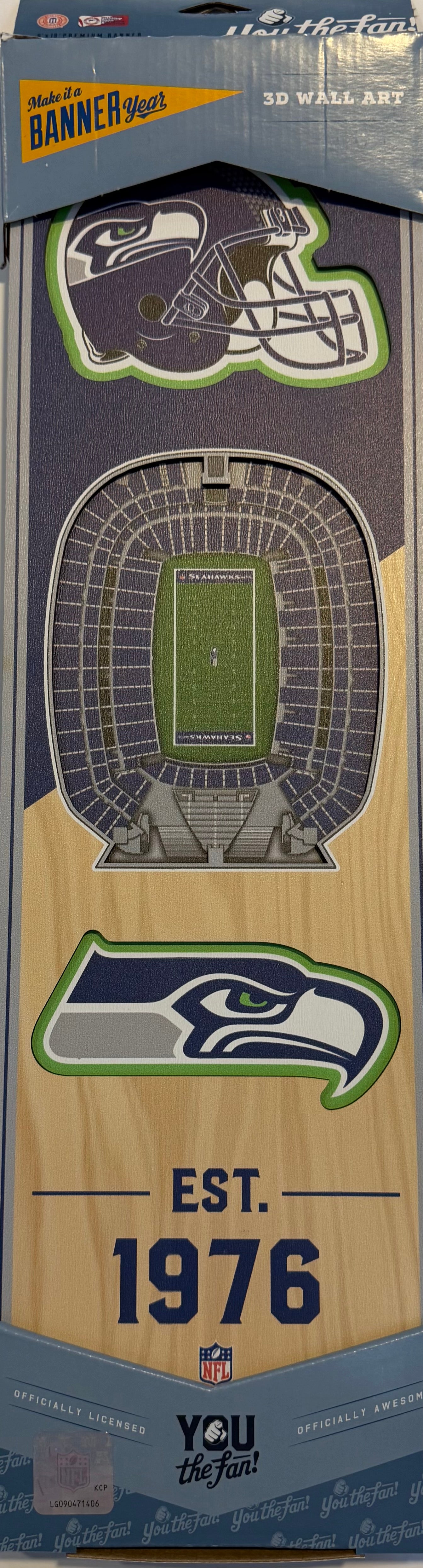 SEATTLE SEAHAWKS 12X24 LASER CUT LOGO HELMET STADIUM WOOD SIGN