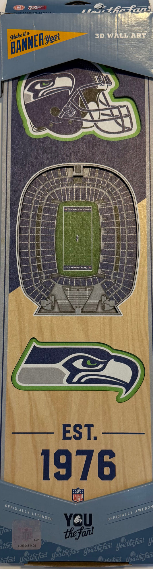 SEATTLE SEAHAWKS 12X24 LASER CUT LOGO HELMET STADIUM WOOD SIGN