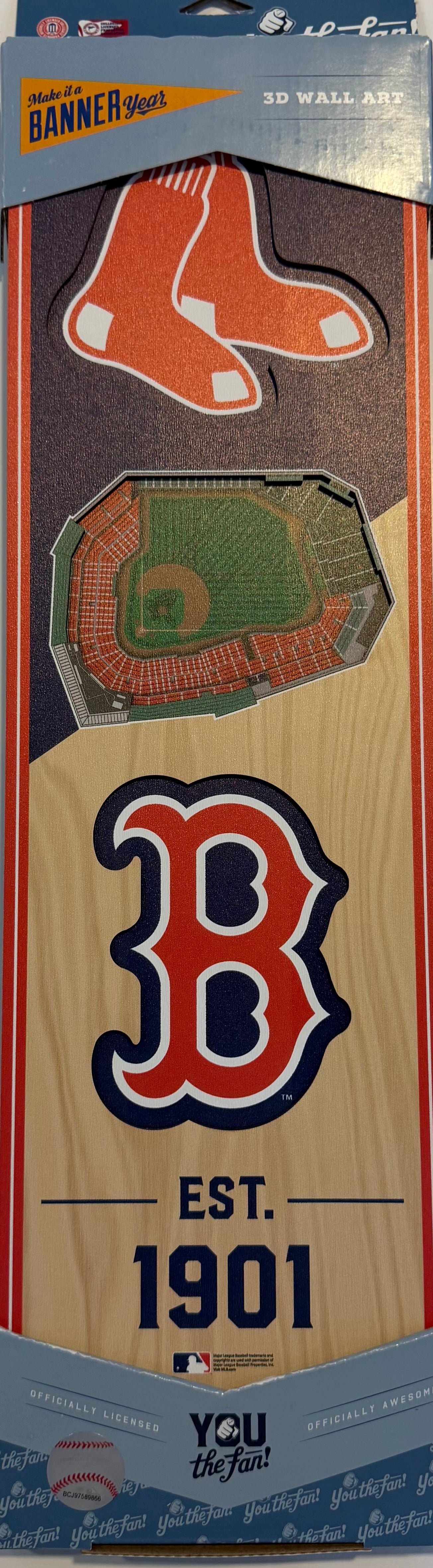 BOSTON REDSOX 12X24 LASER CUT LOGO STADIUM WOOD SIGN