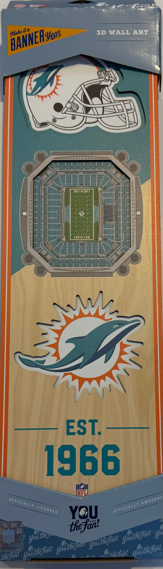 MIAMI DOLPHINS 12X24 LASER CUT HELMET LOGO STADIUM WOOD SIGN