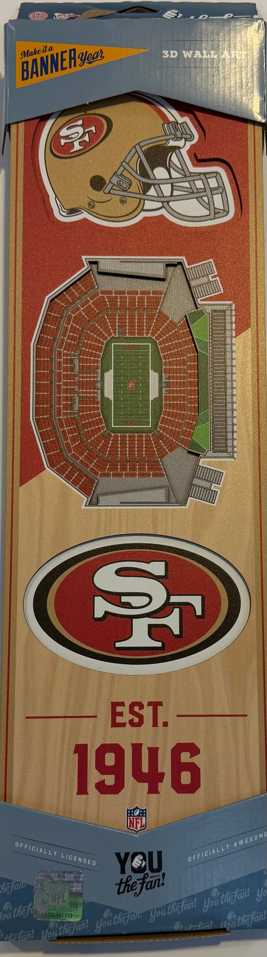 SAN FRANCISCO 49ERS 12X24 LASER CUT HELMET LOGO STADIUM WOOD SIGN