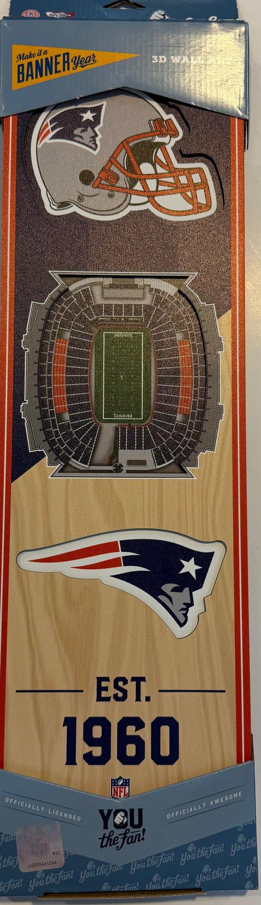 NEW ENGLAND PATRIOTS 12X24 LASER CUT HELMET LOGO STADIUM WOOD SIGN