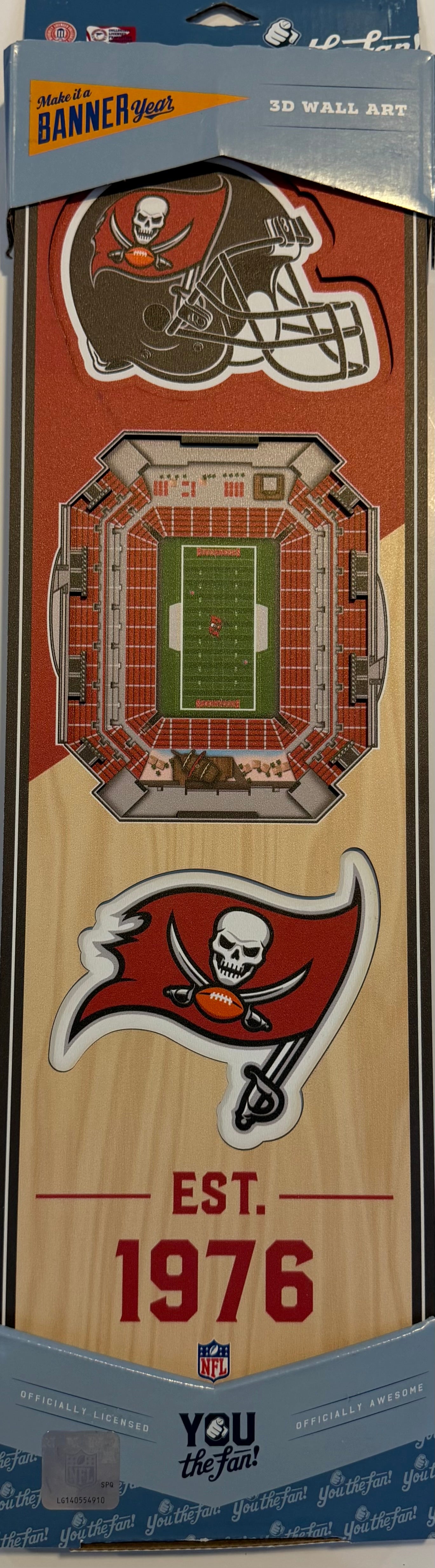 TAMPA BAY BUCCANEERS 12X24 LASER CUT HELMET LOGO STADIUM WOOD SIGN